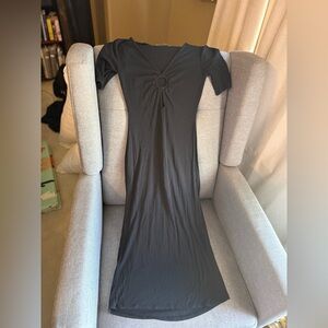 Abercrombie & Fitch Black Short Sleeve Maxi Dress
